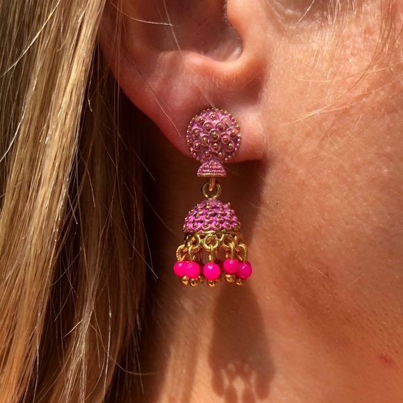 Jewelry - Genuine Indian Earrings- Hot pink, chandelier